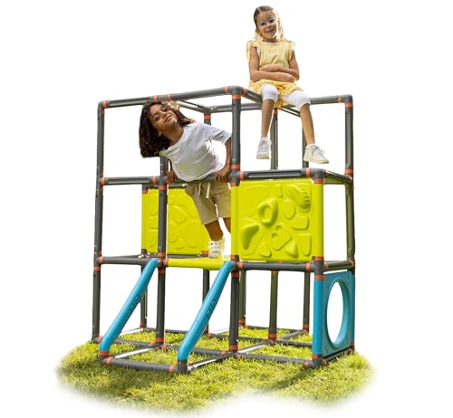 BIG Kraxxl The Frame Kletterturm - Klettergerüst Outdoor für Kinder von 3-7 Jahre (bis max. 100 kg) - Spielturm zum Klettern & Bouldern mit einfachen Griffen, 140 x 140 x 140 cm
