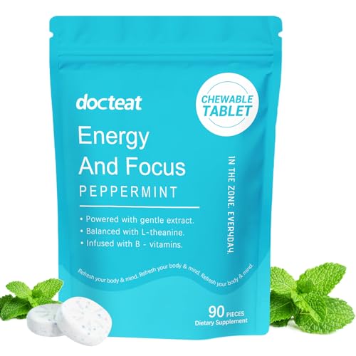 L-Theanin Pfefferminz Bonbons, Energy and Focus Mints mit L-Theanin, Vitamin B6 und Vitamin B12, Reduzieren Sie Stress, Verbessern Sie Ihre Konzentration und Bleiben Sie Ruhig (90 Tabletten)