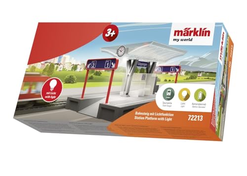Märklin My World – 72213 - Bahnsteig mit Lichtfunktion – Modellbahn Zubehör – Spur H0