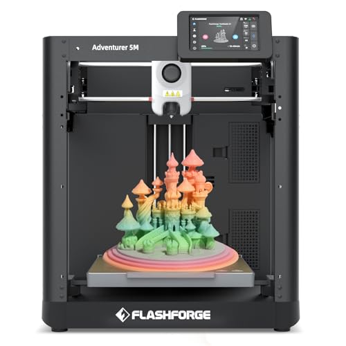 Flashforge Adventurer 5M 600mm/s Hochgeschwindigkeits-3D-Drucker mit Auto-Kalibrierung, Schnellwechseldüse + PEI-Platte – 220x220x220mm Bauraum für Modellbau/Prototyping