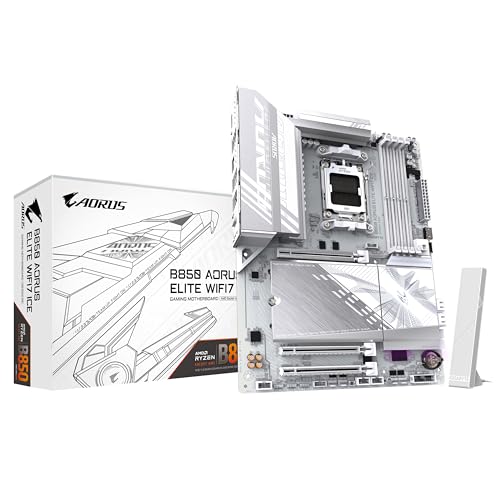 GIGABYTE B850 AORUS Elite WIFI7 Ice Motherboard - AMD Ryzen 9000 Serie CPUs, 14+2+2 Phasen digitales VRM, bis zu 8200MHz DDR5 (OC), 1xPCIe 5.0 + 2xPCIe 4.0 M.2, 2,5 LAN, WiFi 7, USB 3.2 Gen 2x2