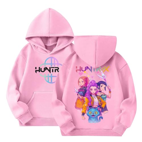 Generisch Hoodie Kinder K-Pop Pullover mit Drucken Freizeit Mode 100% Baumwolle Sweatshirt mit Kapuze Autumn Winter Sports Casual Oberteil Pulli Langarm Kapuzenpullover für Mädchen Junge 4-14 Jahre