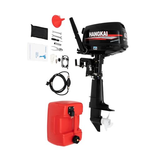 4 Takt Außenbordmotor Benzinmotor, 123ccm 6.5ps Heavy Duty Boot Motor Außenbordmotor Kurzer Welle CDI Wasserk Wassergekühlter mit Kraftstofftank für Aufblasbare Fischerboot und Angeln