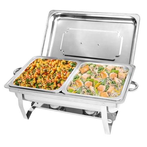 Jacgood Chafing Dish Profi Set Toulouse, Edelstahl Warmhaltebehälter, Speisewärmer, Rechaud, Chafing Dishes für Catering, Buffet und Party (1 Packung 1/2 GN)