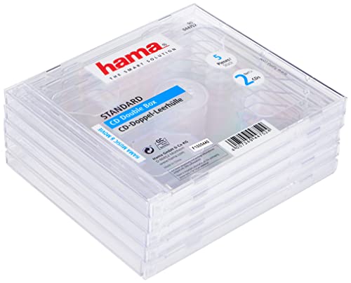 Hama CD-Doppel-Leerhülle Standard, 5er-Pack, transparent