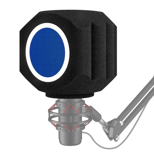 Professioneller Mikrofon-Isolationsschutz mit Pop-Filter, Reflexionsfilter für Aufnahmestudios, schallabsorbierender Schaumstoff zur Geräusch- und Reflexionsreduzierung für Aufnahmen, Singen,