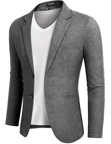COOFANDY Anzugjacken Sakko Herren Casual Business Blazer Regular Fit 2 Knöpfe Freizeit Anzug Einfarbig Grau M