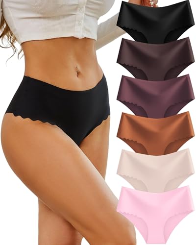 Sth Big Unterhosen Damen Nahtlose Hohe Taille Seamless Slips Damen High Waist Unterwäsche Frauen Bequem Hipsters Pantys Ohne Abzeichnen Taillenslip Nahtlos Underwear Women Slips Mehrpack 6