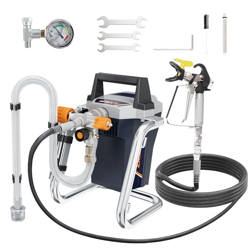 Airless Farbsprühgerät mit Druckmesser, Spritzpistole, Schläuchen und Zubehör, Professionelles Farbsprühsystem