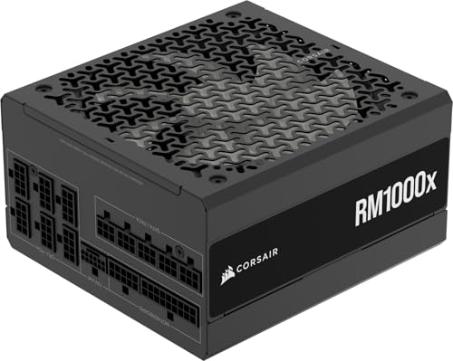 CORSAIR RM1000x Vollständig modulares, geräuscharmes ATX-Netzteil – ATX 3.1-kompatibel – PCIe 5.1-Unterstützung – Cybenetics Gold-Effizienz – Native 12V-2x6-Anschluss – Schwarz