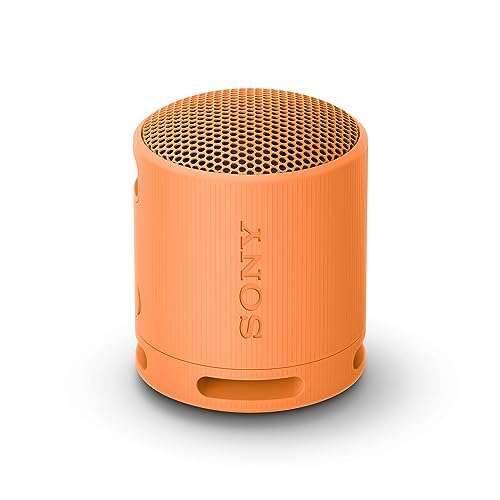 Sony SRS-XB100 - Kabelloser Bluetooth-Lautsprecher, tragbar, leicht, kompakt, Outdoor, Reise-Lautsprecher, langlebig, IP67 Wasser- und staubdicht, 16 Std Akku, Trageriemen, Freisprechfunktion, orange