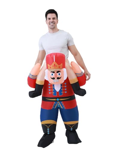FXICH Aufblasbares Weihnachtsmann Soldat Kostüm für Erwachsene – aufblasbares Kostüm Unisex für Weihnachten und Karneval, für 150–190cm perfekt für Partys, Geburtstage und Festivals