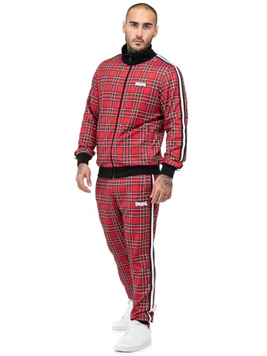 Lonsdale Herren ROYAL Stewart Trainingsanzug, Red/Black/White/Tartan, M