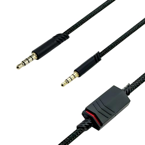 SPTSSWET Ersatzkabel Audiokabel Kabel kompatibel mit Astro A40 A40TR A10 A30 A50 Gaming Headset 2M Nylon-verstärktes Kabel (Schwarz) für PS4/PS5/Xbox Series X/PC mit Inline-Mikrofon-Stummschalter