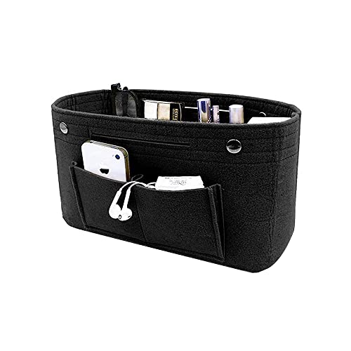 QINERSAW Taschenorganizer Filz Handtaschen Organizer Schwarz Innentasche für Handtaschen Filz Tasche Organizer Taschen Innen Filztasche 25 x 10 x 15cm Bag in Bag Handtasche für Tote Neverfull Speedy