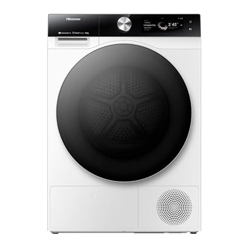 Hisense DH7S107BW Trockner Wärmepumpe mit AI, selbstreinigender Kondensator, Dampfrefresh, Ion Tech, 10 kg Klasse C, Farb-TFT-Display, Smart und Connect Life, Doppeltür