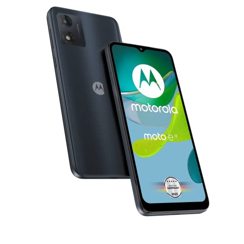 Motorola moto e13 Smartphone (6,52'-HD+-Display, 13-MP-Kamera, 8 GB / 128 GB, 5000 mAh, Android 13), Cosmic Black, inkl. Handyhalterung [Exklusiv bei Amazon]