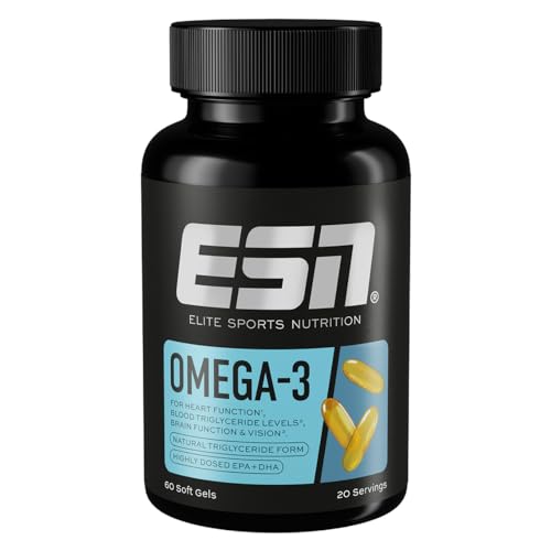 ESN Super Omega-3, 60 Kapseln, hochdosiert Fischöl mit 400 mg EPA und 300 mg DHA pro Kapsel