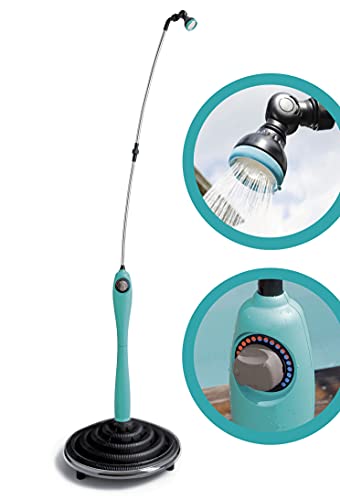 G.F. GF Garden, Solardusche Sunny Style, Gartendusche, Swimmingpool, für den Außenbereich, ideal auch für Urlaub und Camping, mit Mischer für warmes und kaltes Wasser, Farbe Hellblau