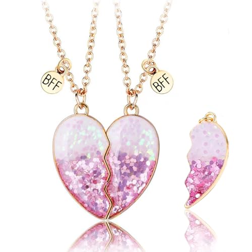 AFCJLTO 2 Stück BFF Freundschaftsketten Geburtstagsgeschenk, Beste Freunde Ketten Spleißen Herz Freundschaftskette BFF Halskette, Anhänger Süße Magnetische Halskette für beste Mädchen für Geschenk