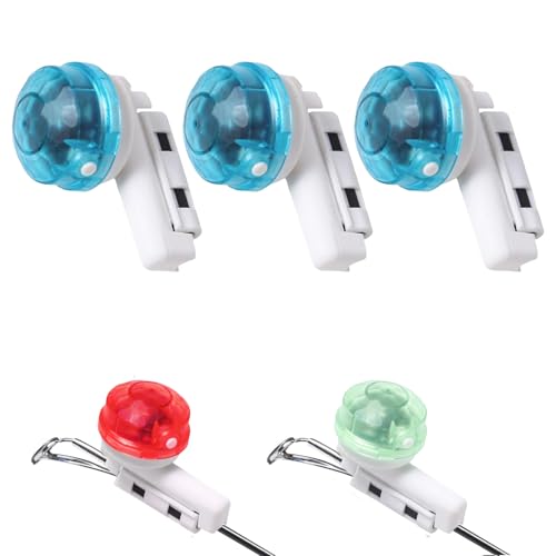 Begonia 3 Stück Bissanzeiger Angeln, LED Alarm Leuchte Angeln mit Piep Alarm, Angeln Alarm Glocke - Gravity Sensing, Clip On Fischbissanzeiger für Nachtangeln und Meeresangeln