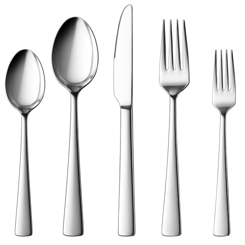 Besteck Set, Onader Edelstahl Essbesteck Set 30-Teiliges für 6 Personen, Besteckset mit Messer Gabel Löffel für Familie/Camping/Party, Spiegelpoliert & Spülmaschinenfest