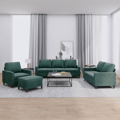 Emmtore Sofagarnitur, Sessel Couch mit Kissen, Sofa Wohnzimmersofa mit Armlehnen, Couchgarnitur Designsofa Sitzmöbel Polstermöbel,Dunkelgrün,Mit Kissen & Fußhocker