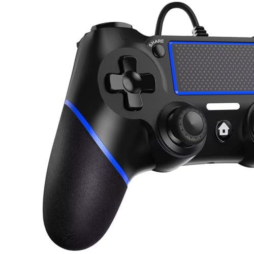 Zexrow Controller für PS-4, USB, kabelgebunden, für PlayStation-4/Pro/Slim/PC, Gamepad, Dual Vibration und Rutschfester Griff, usw, mit 2,1 m langem USB-Kabel
