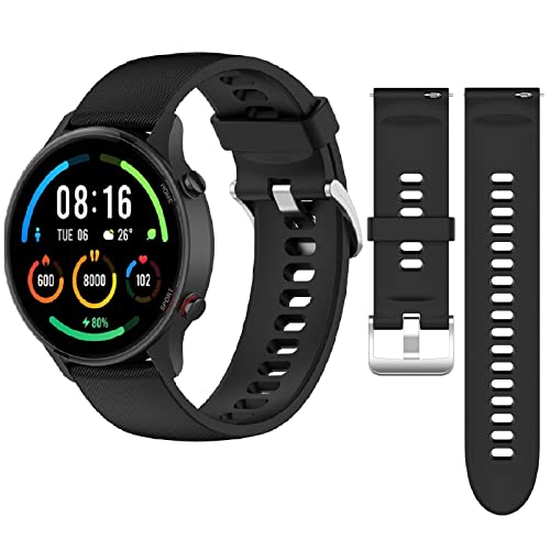 QULLOO Armband für Xiaomi Mi Watch/ S4/ S3 / Wtach 2 / Color Sport / S1 / S1 Active/Redmi Watch 5 Active/5 Lite, Ersatzarmband Silikon Uhrenarmband Armbänder Strap - Schwarz