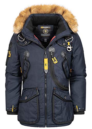 Geographical Norway Agaros Men - Warmer Parka Mann Herbst Winter - Breiter Mantel Wasserdicht Wasserabweisend Kapuze - Warme Jacke Windbreaker Jacke Männer - (Marine XL)