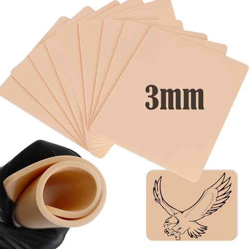 10pcs Kunsthaut Tattoo Übungshaut 3mm - LEAYOKA Tattoo Haut 3mm Tattoo Praxis Haut Blank Tattoo Haut doppelte Seiten gefälschte Haut Tattoo für Tattoo Zubehör Tattoo Skin Fake Skin