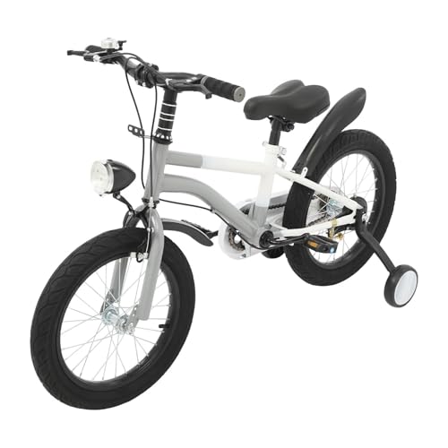 HUOMMGS Kinderfahrrad 16 Zoll Kinder Fahrrad für ab 5-8 Jahre Höhenverstellbar Jugend Fahrrad Upgraded Kinderfahrrad mit Stützrädern, LED Licht Anfänger Fahrrads für Jungen & Mädchen (Grau)