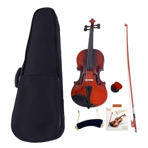 LALAHO 4/4 Full Size Violin Set, Erwachsenengeige für Anfänger, Massivholzgeige mit Etui, Bogensehne, Gefederte Schulterstütze, Kolophonium (Naturfarbenen)