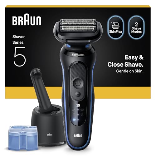 Braun Series 5 Rasierer Herren Elektrisch, Elektrorasierer, Nass- und Trockenrasur, Turbo und Standard Modus, Rasierapparat, SmartCare Reinigungsstation, Wasserdicht, Made in Germany, 52-B7000cc, Blau