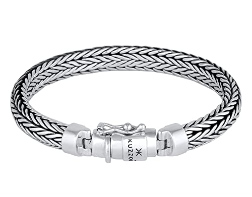 Kuzzoi Silberarmband Herrenarmband aus massivem 925er Sterling Silber, Breite 7 mm, Länge 21 cm, 335102-021