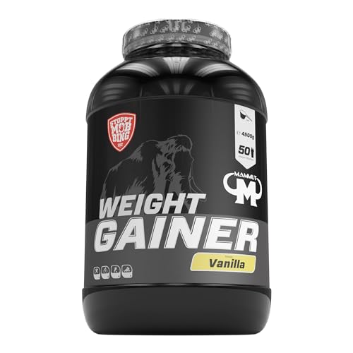 Mammut Nutrition Crash Weight Gainer Pulver Vanilla – 4,5 kg – 518 kcal/Shake für Gewichtszunahme – 80% Kohlenhydrate – 4-Komponenten Protein – Ideal für Ausdauer- und Leistungssportler