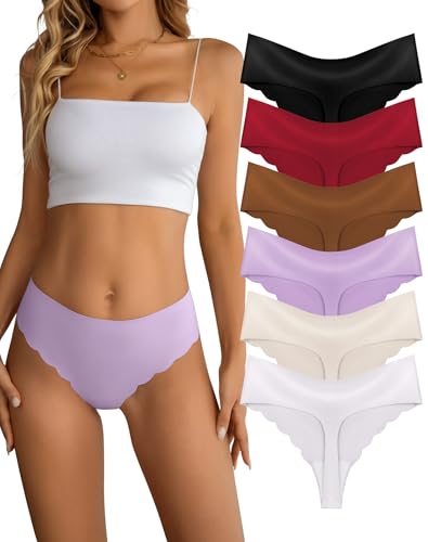 Dawnrole Seamless Tanga Damen Unterwäsche Frauen Invisible Seamless Slips Damen 6er Pack