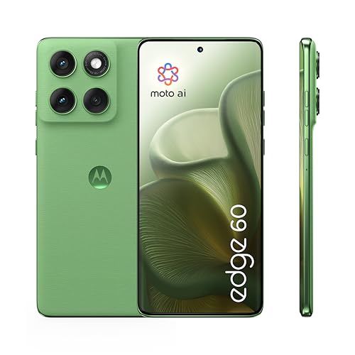 Motorola Edge 60 Smartphone (Robustes 6,67“-pOLED-Display mit Gorilla Glass 7i, 50-MP-Moto-AI-Kamera, 12/512 GB, 5100 mAh, widerstandsfähig, wassergeschützt) Pantone Shamrock inkl. Handyhalter