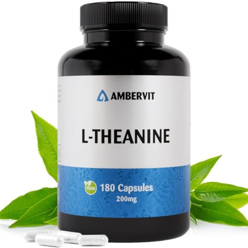 L Theanin 180 Kapseln - 200mg pro Kapsel | Für Konzentration, Entspannung & Stressabbau | Vegan, Keine Künstlichen Füllstoffe | Allergen und Gluten Frei | Ambervit