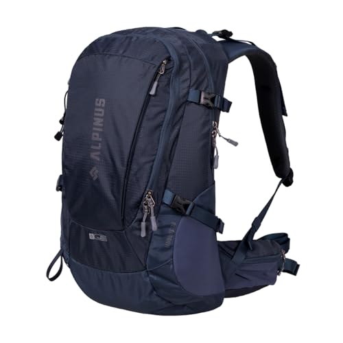 Alpinus Muddus Wanderrucksack 30L Trekkingrucksack mit Rückenbelüftung für Herren & Damen Marineblau - Rucksack mit ADS-Belüftungssystem und Regenschutz für Wandern, Camping Trekking