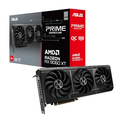 ASUS Prime Radeon RX 9060 XT OC Edition 8GB GDDR6 Gaming Grafikkarte (AMD Radeon RX9060XT, AMD RDNA 4 Architektur, PCIe 5.0, 1x HMDI 2.1b, 2X DisplayPort 2.1a, PRIME-RX9060XT-O8G)