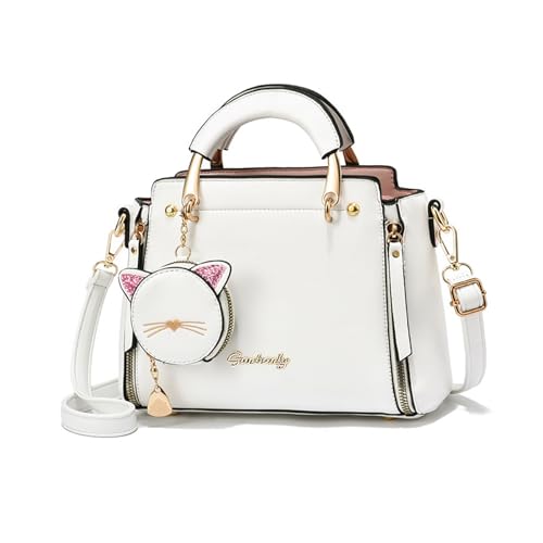 NICOLE & DORIS Frauen Umhängetasche Klein Tasche Mode Handtaschen Damen Kuriertaschen Handytasche Mädchen Crossbody Schultertaschen mit Geldbörse Weiß