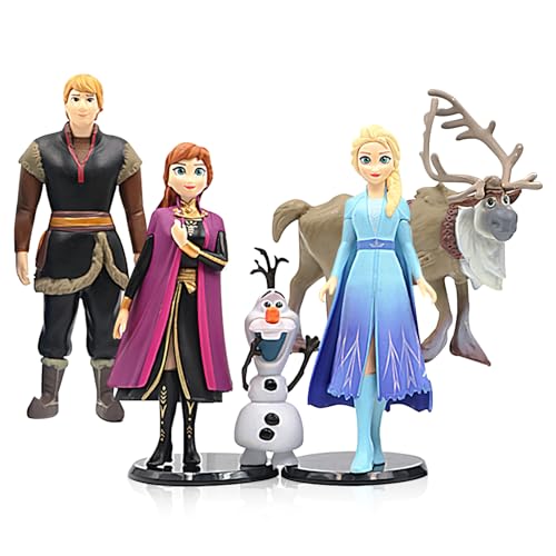 5 Stück Frozen Kuchen Deko Figuren Set, Eiskönigin Figuren Deko, Elsa Minifiguren Tortendeko Muffin Deko, Eiskönigin Dekofiguren Cupcake Toppers Dekoration