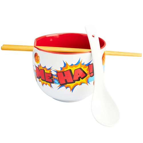 Get Trend Dragon Ball Z Ramen Schüssel Set, 600ml Keramik Geschirr Set mit Schale, Löffel & Essstäbchen aus Bambus, Geschenk Idee (Multi Dragon Ball)