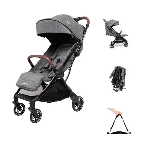 Maxi-Cosi Eva3 Kinderwagen, 0–4 Jahre, 0–22 kg, Baby Kinderwagen, Leicht und kompakt, Flache Liegeposition, 3 Liegepositionen, Automatisch mit 1 Hand klappbar, Tragegurt, Select Grey
