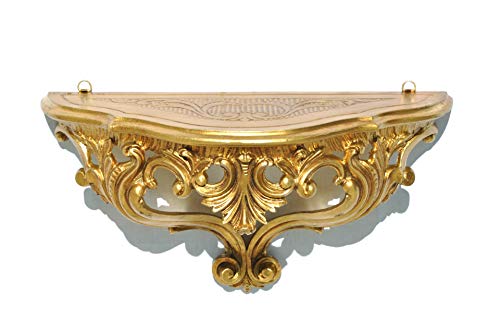 LIGUORO SHOP Regal im venezianischen Barock-Stil, Konsole, künstlich, Vintage, Shabby Chic, 38,5 x 20 x 15,5 cm (Gold)