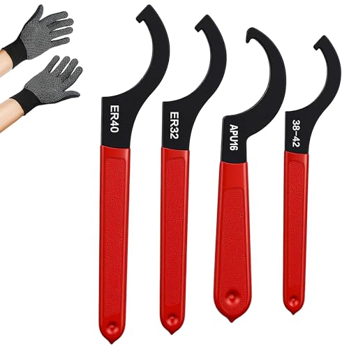 GWAEPU 4 Stück Detacheur Hakenschlüssel Set: Gewindeschlüssel Satz Verstellbar Haken SchlüSsel Werkzeug mit Rutschfestem Griff für Federungssysteme