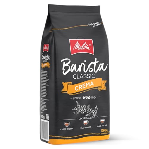 Melitta Barista Classic Crema, Ganze Kaffee-Bohnen 1kg, ungemahlen, Kaffeebohnen für Kaffee-Vollautomat, mittlere Röstung, Stärke 3, Verpackung kann variieren