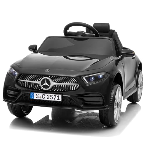 LEADZM Kinder Elektroauto Mercedes Benz CLS 350 mit 12V Kinderauto Elektrisch 2,4G-Fernbedienung, Elektrofahrzeuge 2-türig mit MP3, Musik, Hupe, LED-Leuchten (CLS Schwarz)