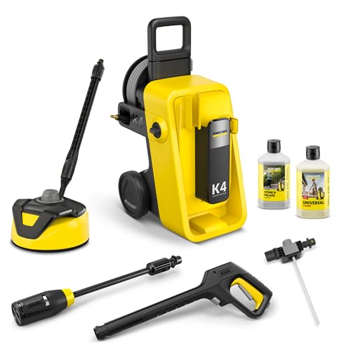 Kärcher Hochdruckreiniger K 4 Comfort Premium Home, Druck: 130 bar, Fördermenge: 420 l/h, Fläche: 30 m²/h, Gewicht: 17 kg, Flexibler Hochdruckschlauch, Schlauchtrommel, 4-in-1 Multi Jet, Home Kit